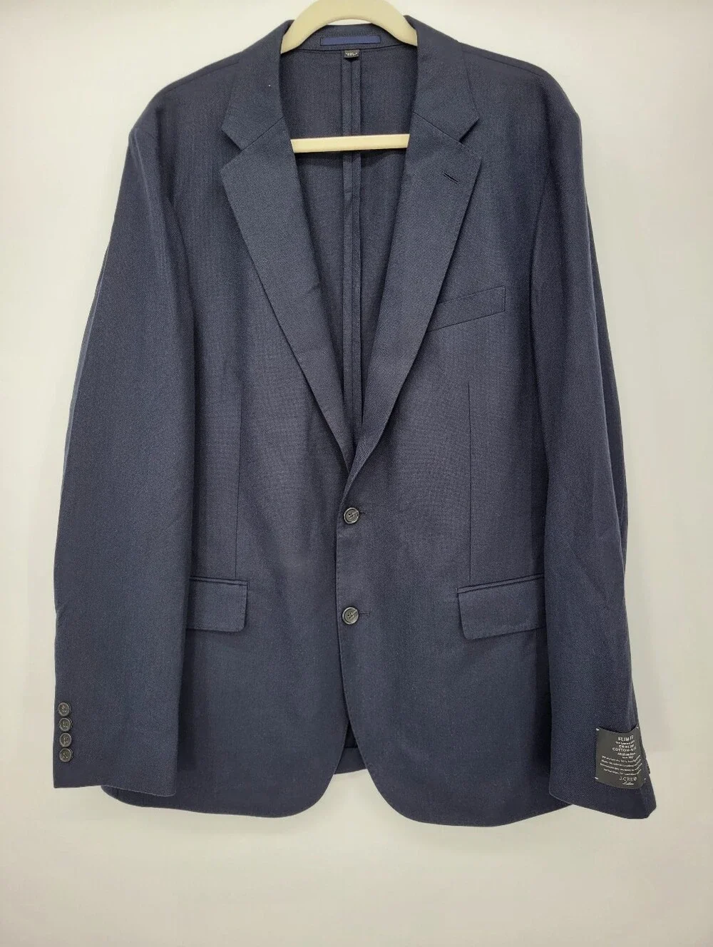 J Crew Ludlow Slim-fit suit jacket in English cotton-wool blend Size 46L Navy